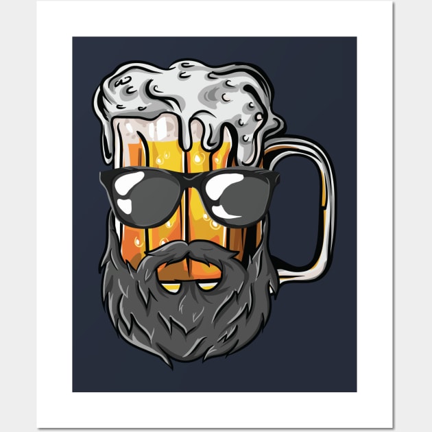 Funny Craft Beer Drunk Uncle Beard Bearded Druncle Wall Art by Freid